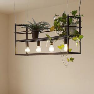 Lindby Lampă suspendată Grisela, model Regal, negru, metal, 120 cm, reglabil, Negru, Camera de zi / sufragerie, Metal, Modern