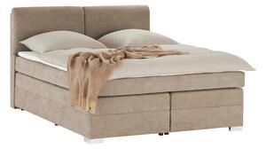 Pat Boxspring Charlotte, cu ladă de depozitare, saltea și topper incluse, Bej-Enjoy / 140x200