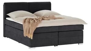 Pat Boxspring Charlotte, cu ladă de depozitare, saltea și topper incluse, Gri-Inchis-Enjoy / 140x200