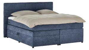 Pat Boxspring Gibson, cu ladă de depozitare, saltea și topper incluse, Albastru-Inchis-Enjoy / 140x200