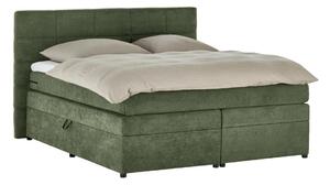 Pat Boxspring Gibson, cu ladă de depozitare, saltea și topper incluse, Verde-Enjoy / 140x200
