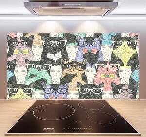 Panou perete bucătărie pisici ochelari