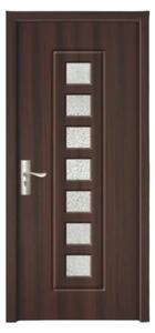 Usa Interior din MDF Novo Doors ND236, Cadru din Lemn Masiv, Geam Sablat, KIT COMPLET, Toc , Manere si balamale incluse (Culoare: Wenge, Dimensiune: 60 cm, Maner: Standard, Toc: Fix)