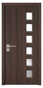 Usa Interior din MDF Novo Doors ND319, Cadru din Lemn Masiv, Geam Sablat, KIT COMPLET, Toc , Manere si balamale incluse (Culoare: Wenge, Dimensiune: 60 cm, Maner: Standard, Toc: Fix)