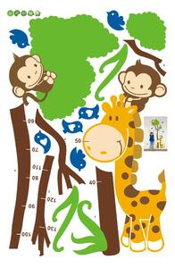 Autocolant pentru copii de tip metru pentru ușă/pentru perete 40x150 cm Tree and Monkey – Ambiance