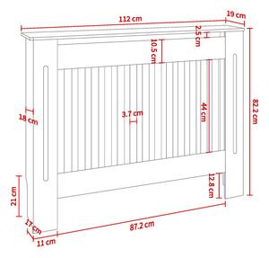 Mască M - 112 cm, grosime 18 mm, pentru calorifer alb lucios / lemn MDF cu lamele verticale