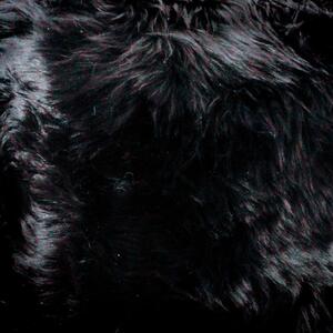 Taburet cu tapițerie din blană de oaie Native Natural, ⌀ 30 cm, negru