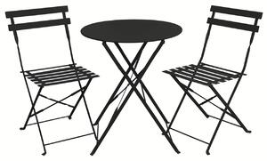 Set Bistro Flair - mobilier terasa gradina, 2 scaune + masa, otel vopsit - NEGRU