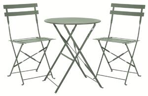 Set Bistro Flair - mobilier terasa gradina, 2 scaune + masa, otel vopsit - Verde (Olive Green)