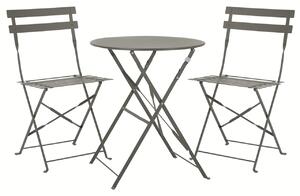Set Bistro Flair - mobilier terasa gradina, 2 scaune + masa, otel vopsit - Bej (Grey Brown)
