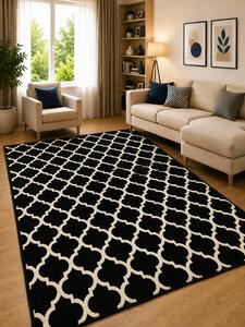 Covor Modern, Kolibri 11158-180, Alb Negru, 80x150 cm, 2200 gr mp