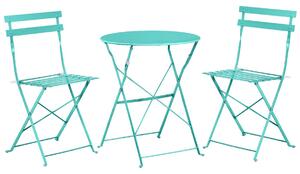 Set Bistro Flair - mobilier terasa gradina, 2 scaune + masa, otel vopsit - verde turcoaz