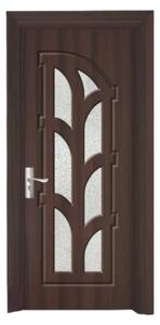 Usa Interior din MDF Novo Doors ND308, Cadru din Lemn Masiv, Geam Sablat, KIT COMPLET, Toc , Manere si balamale incluse (Culoare: Wenge, Dimensiune: 60 cm, Maner: Standard, Toc: Fix)