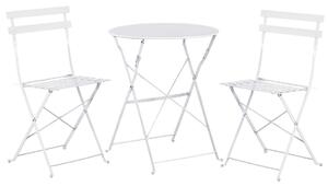 Set Bistro Flair - mobilier terasa gradina, 2 scaune + masa, otel vopsit - alb