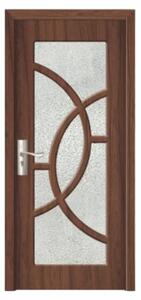 Usa Interior din MDF Novo Doors ND309, Cadru din Lemn Masiv, Geam Sablat, KIT COMPLET, Toc , Manere si balamale incluse (Culoare: Nuc, Dimensiune: 60 cm, Maner: Standard, Toc: Fix)