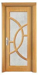 Usa Interior din MDF Novo Doors ND309, Cadru din Lemn Masiv, Geam Sablat, KIT COMPLET, Toc , Manere si balamale incluse (Culoare: Stejar Deschis, Dimensiune: 60 cm, Maner: Standard, Toc: Fix)