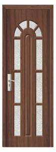 Usa Interior din MDF Novo Doors ND108, Cadru din Lemn Masiv, Geam Sablat, KIT COMPLET, Toc , Manere si balamale incluse (Culoare: Nuc, Dimensiune: 60 cm, Maner: Standard, Toc: Fix)