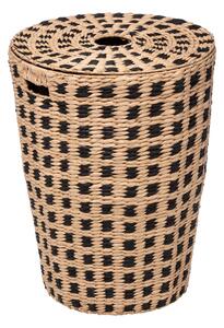 Coș de rufe din bambus, 60 L, cu model negru