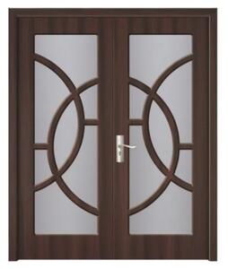 Usa Dubla de Interior din MDF Novo Doors ND220, Geam Sablat, Cadru din Lemn Masiv, KIT COMPLET, Toc , Manere si balamale incluse (Culoare: Wenge, Dimensiune: 120 cm, Maner: Standard, Toc: Fix)