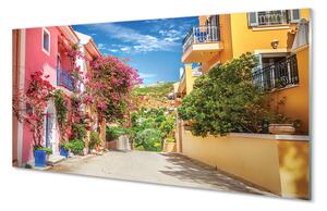 Panouri de sticlă Grecia Flori clădiri de până