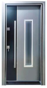 Usa metalica de exterior cu izolatie si vizor Novo Doors NDS1000S, Din compozit, 2 yale, Kit complet, Pentru case, (Culoare: Gri deschis, Geam: Sticla securizata, Sens deschidere: Stanga)