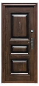 Usa metalica de exterior cu izolatie si vizor Novo Doors ND7001 , 2 yale,tabla 0,7 mm, balamale si clanta incluse, toc de 7 centimetri, pentru casa si apartament, Maron (Sens deschidere: Stanga)