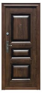 Usa metalica de exterior cu izolatie si vizor Novo Doors ND7001 , 2 yale,tabla 0,7 mm, balamale si clanta incluse, toc de 7 centimetri, pentru casa si apartament, Maron (Sens deschidere: Dreapta)