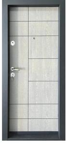 Usa metalica de apartament cu izolatie si vizor Novo Doors First Class NDS01, Deschidere Stanga Dreapta, Dimensiune 200X88 cm, Tabla 1.2 mm, Kit complet, Gri deschis (Sens deschidere: Dreapta)