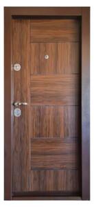 Usa metalica de apartament cu izolatie si vizor Novo Doors First Class NDFC06, Deschidere Stanga Dreapta, Dimensiune 200X88 cm, Tabla 1.2 mm, Kit complet, Maron (Sens deschidere: Dreapta)