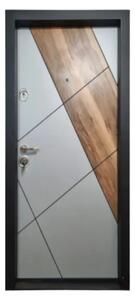 Usa metalica de apartament cu izolatie si vizor Novo Doors First Class NDFC23, Deschidere Stanga Dreapta, Dimensiune 200X88 cm, Tabla 1.2 mm, Kit complet, Gri deschis cu insertie stejar (Sens deschidere: Dreapta)