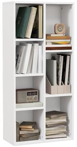 HOMCOM Bibliotecă din Lem Stil Vintage Cubica cu 7 Suporturi Diferite din MDF pentru Casă și Birou, 50x24x106 cm, Alb | Aosom Romania