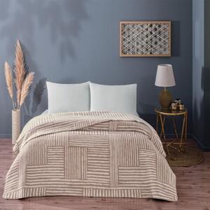 Patura bumbac si fibra mixta 200x220cm, model geometric, TAC, Gable Bej