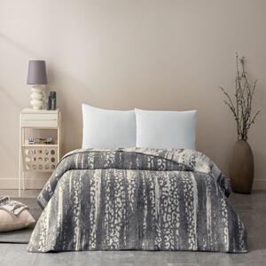 Patura bumbac si fibra mixta 200x220cm, model geometric, TAC, Savanna Gri