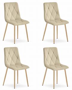 Set Scaune 4 Bucatarie/Dining Fido Picioare Finisaj Lemn, Catifea Bej