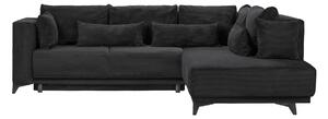 Colțar Extensibil NOMAD, cu ladă de depozitare, variante stânga/dreapta 280x215x90 cm, Negru-Zoom / Dreapta