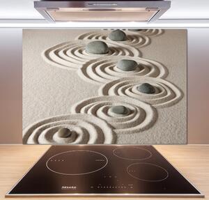 Panou sticlă decorativa bucătărie nisip pietre Zen