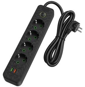 Prelungitor Multipriză 4 prize + 2x USB-A + USB-C JNH021-4A Black