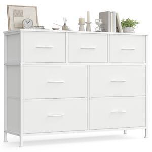 Comoda metalica cu sertare, Bellah, Songmics, Alb, 98.8x30x73.7 cm