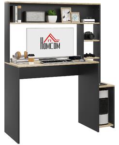 HOMCOM Oficiu cu 3 Rafturi, Birou din Lemn cu Suport CPU, 114x45x138 cm, Gri și Lemn Natural | Aosom Romania