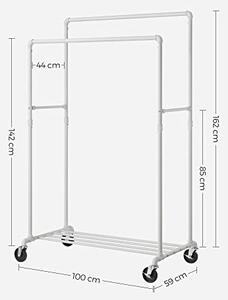 Cuier stender, Songmics, Alb-Negru, 162×100×59 cm