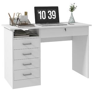HOMCOM Birou Modern cu 5 Sertare, Birou cu Sertare și Compartiment Deschis pentru Biroul de Acasă și Studiu, 110x50x76 cm, Alb | Aosom Romania
