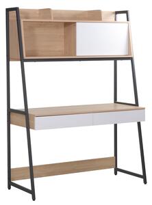 Birou Jersey din melamina nuanta alb-natural si metal antracit 124x54x171 cm