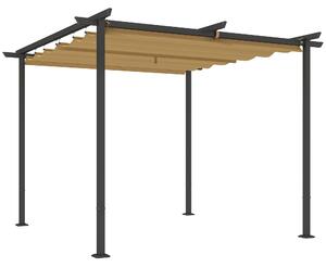 Outsunny Pergolă de Grădină cu Acoperiș Retractabil și Cadru Metalic, 300x300x227 cm, Bej | Aosom Romania