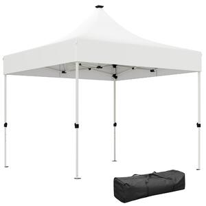 Outsunny Pavilion Pliabil cu Lumină LED, Geantă de Transport și Înălțime Reglabilă, 300x300x340 cm, Alb | Aosom Romania
