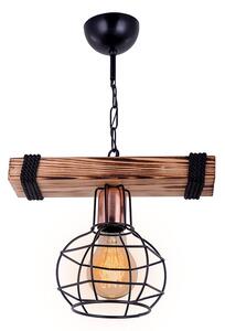 Lustra cu o singură lumina PWL-1033, E27 nuc-negru 28.5x15x50 cm