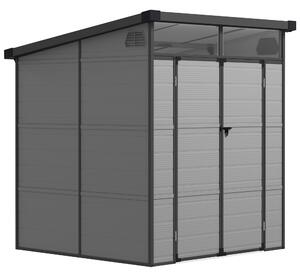 Outsunny Șopron pentru Grădină din Plastic cu Ferestre și Orificii de Ventilație, 190x191x215 cm, Gri Deschis | Aosom Romania