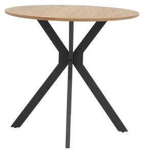Masa Xuson natural MDF cu picioare din metal negru 80x80x75 cm