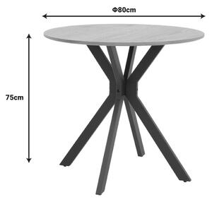 Masa Xuson MDF natural cu picioare metalice albe 80x80x75 cm