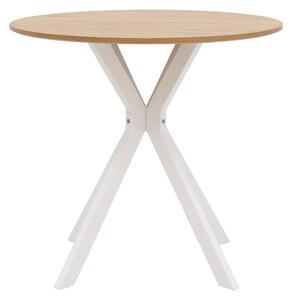 Masa Xuson MDF natural cu picioare metalice albe 80x80x75 cm