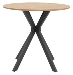 Masa Xuson natural MDF cu picioare din metal negru 80x80x75 cm